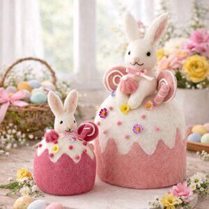 Bunny Gumdrop Figurines – Set of 2 Whimsical Easter & Spring Décor (10–12”)